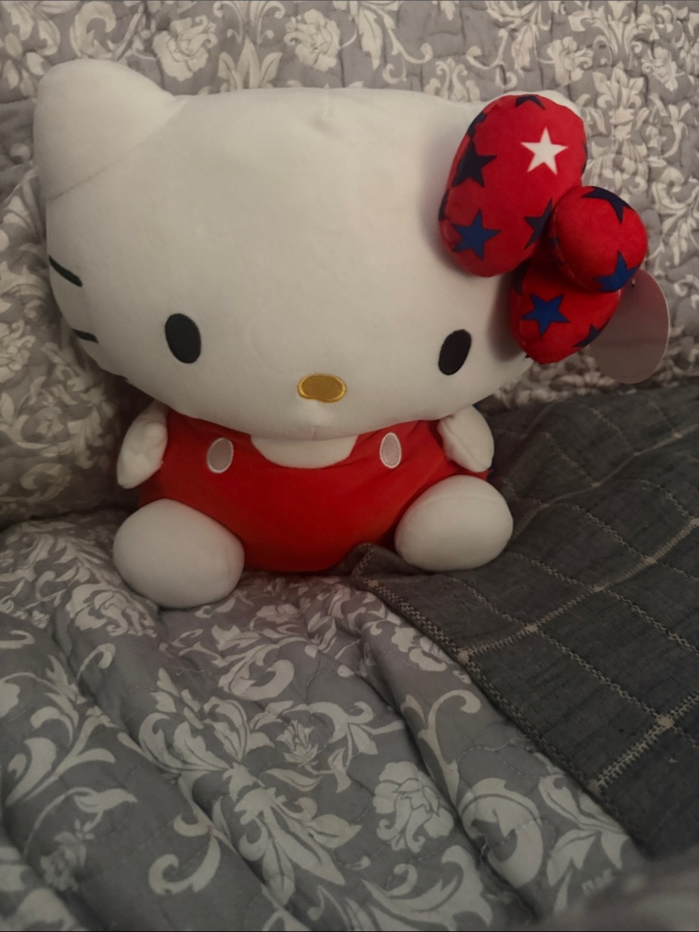 Hello Kitty Plush Accent Pillow in White and Red with Star Bow